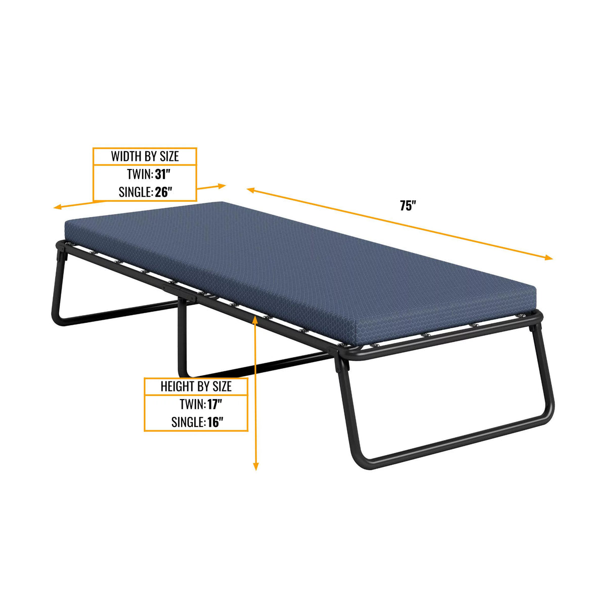 Folding Guest Bed Cot with Cooling Gel Foam Mattress, Twin R7397