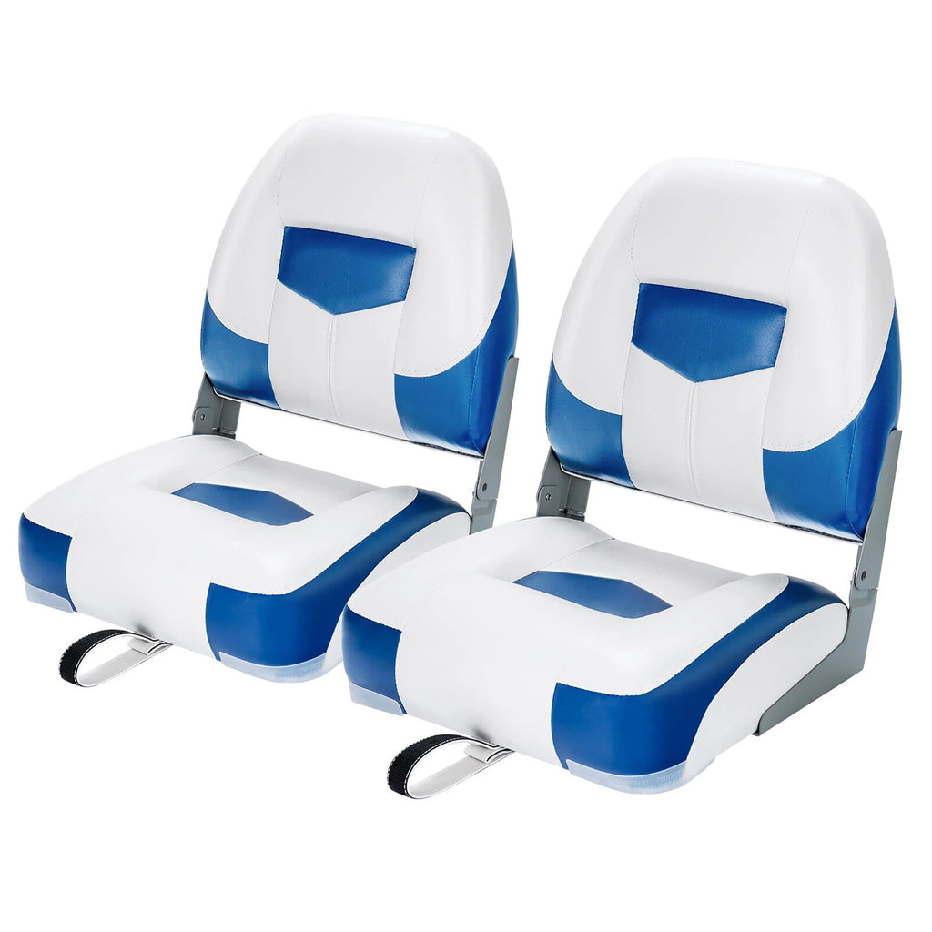 2PCS Low Back Folding Boat Seat Black & Grey Y109065