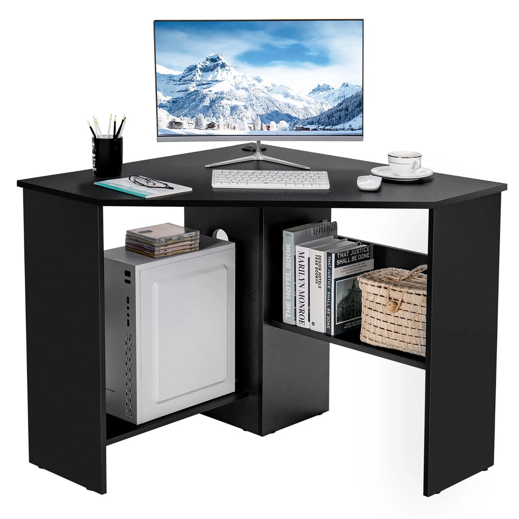 Corner Computer Desk with Storage Shelf F1846