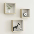 Set of 3 MDF Wall Mounted Floating Shelves White Sonoma Oak U85344