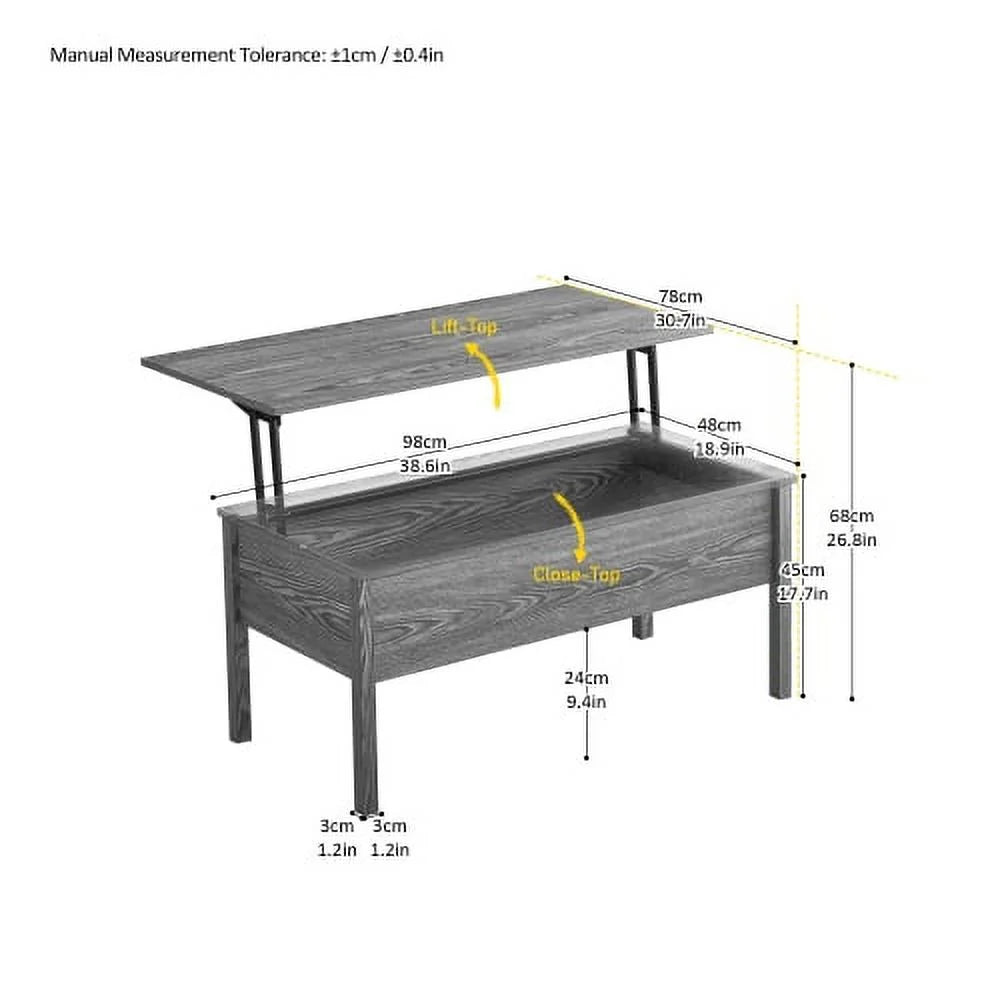 Dark Grey Oak Lift-Top Coffee Table with Storage Q198