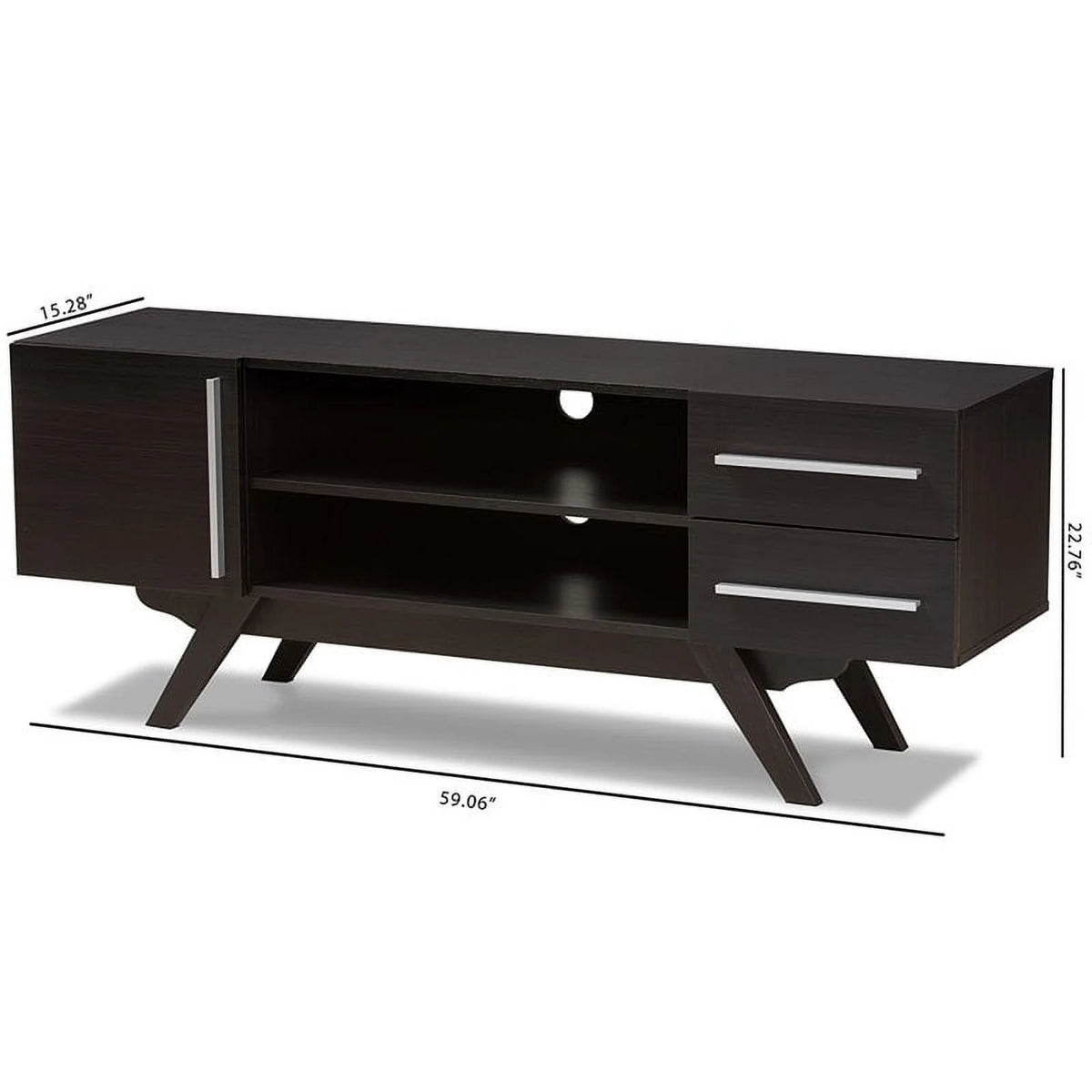 60" Mid-Century Modern TV Stand Console Entertainment Center in Dark Brown J59983