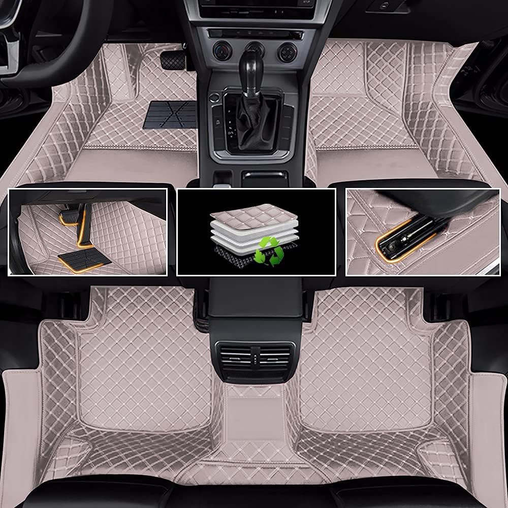 Car Floor Mats Luxury Leather Non-Slip Front & Rear All Weather Red Z11233