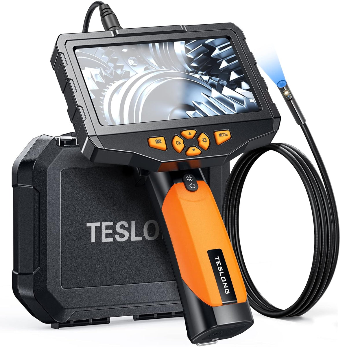 Dual Lens Inspection Camera with Light, 5 IPS Screen, 16.4ft Flexible Probe, 1080p W158