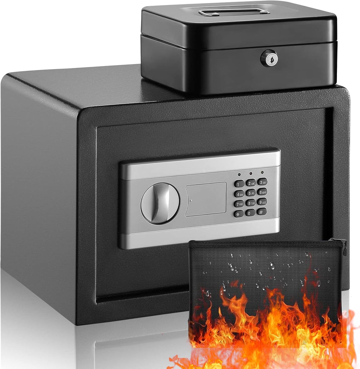 Fireproof Waterproof Safe Box with Lock and Fireproof Bag J5141