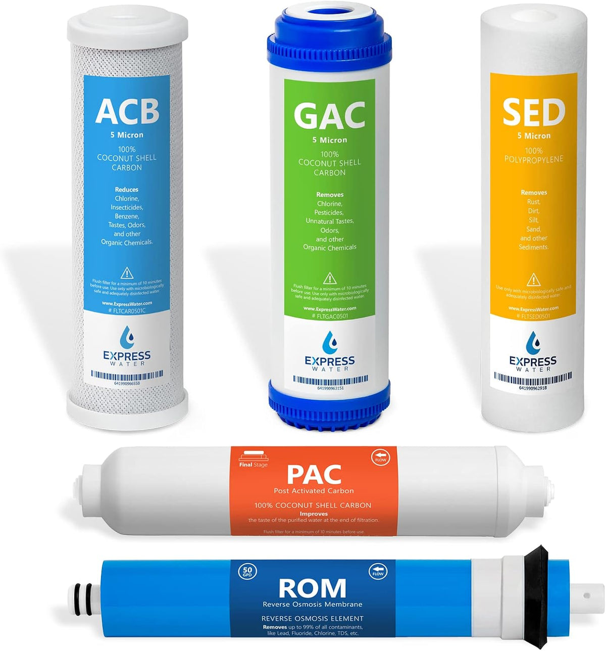 Reverse Osmosis System Replacement Filter Set 5 Filters 50 GPD A39930