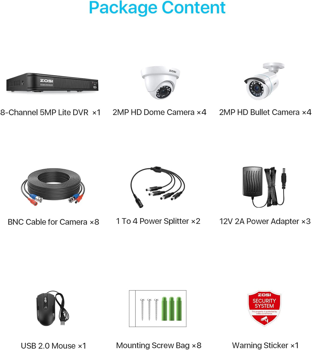 1080p 8 Channel Security Camera System with 8 Bullet Dome Cameras R237392