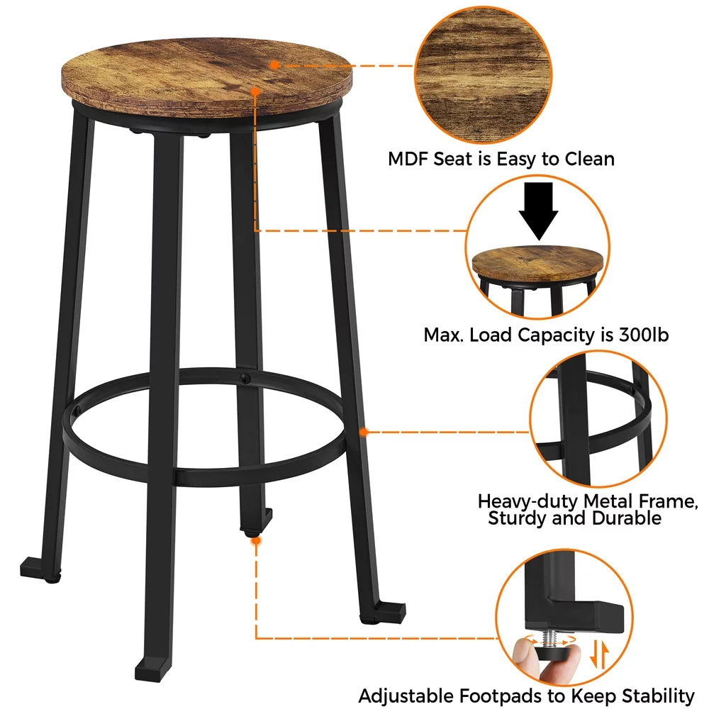 26"H Pub Height Bar Stools Set of 2 Rustic Brown S29961