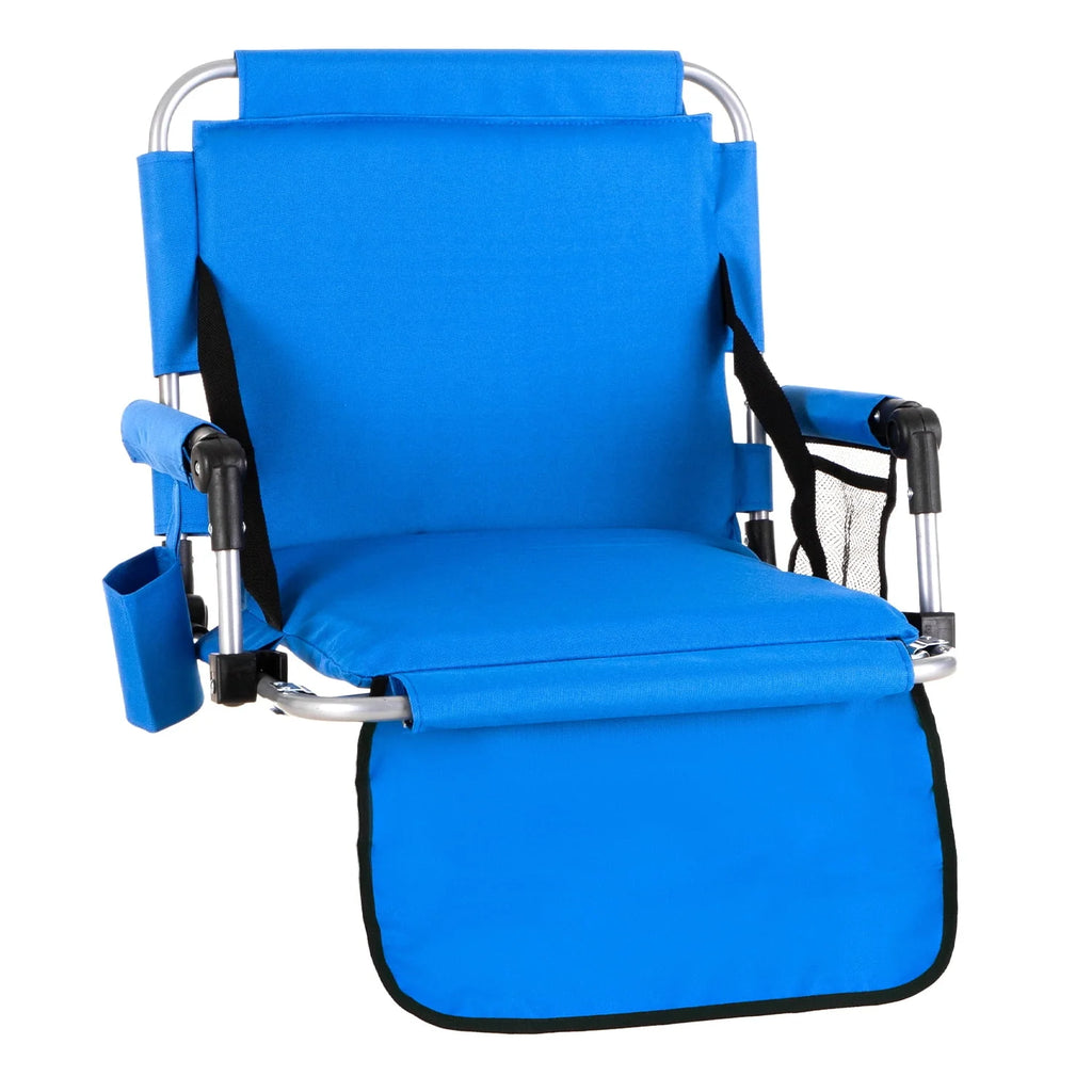 Folding Portable Stadium Seat Chair with Arm Rest, Black Grey Z4672