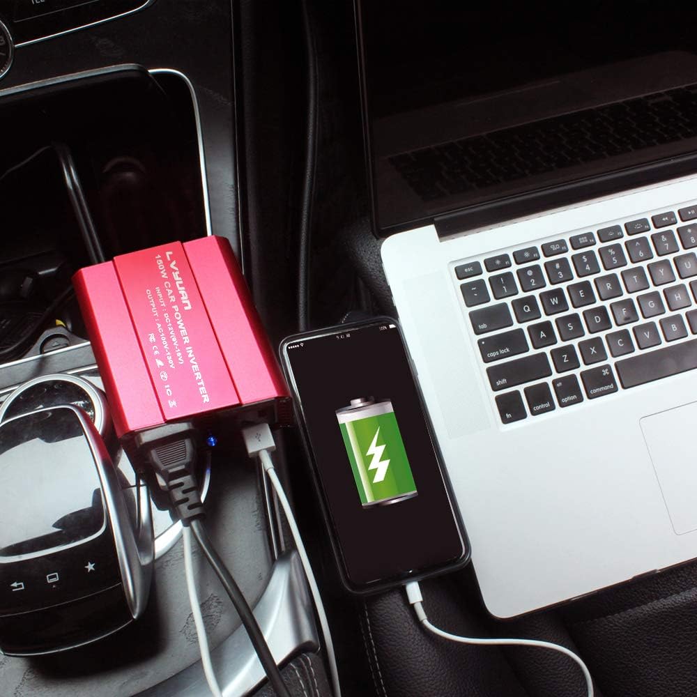 150W Car Power Inverter 12V to 110V AC with Dual USB L10290