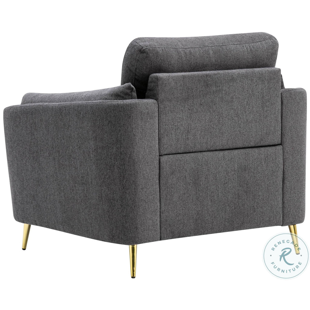 Dark Gray Polyester Accent Chair with Gold Metal Legs Y251179