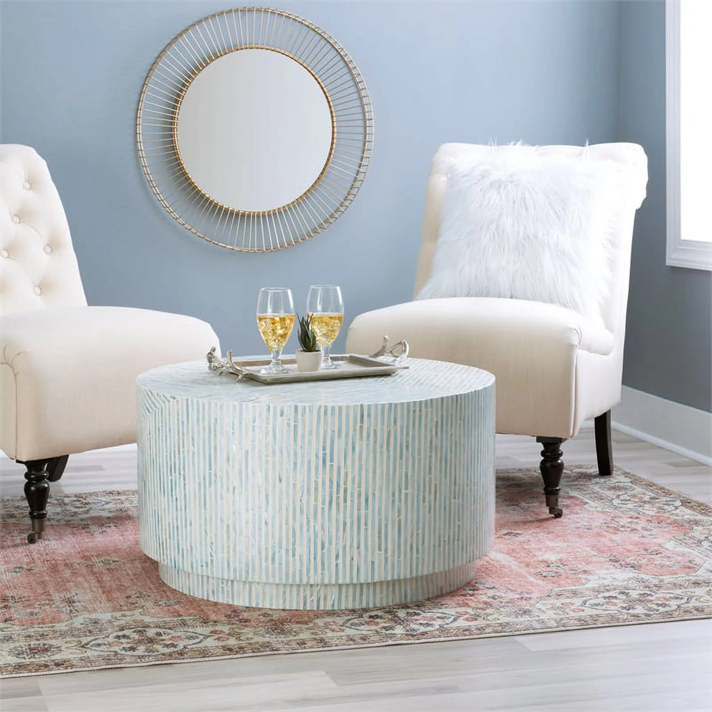Blue Capiz Mosaic Inlay Coffee Table U5956