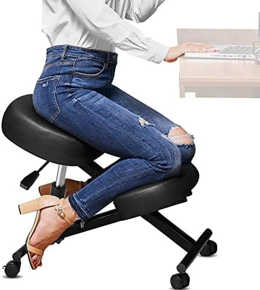 Height Adjustable Kneeling Chair with Foam Cushions and Casters P64177