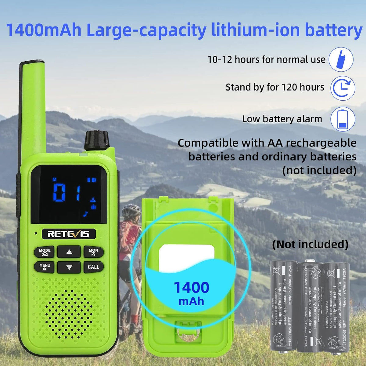 Bluetooth Rechargeable Two Way Radio 1400mAh 3Pcs X671