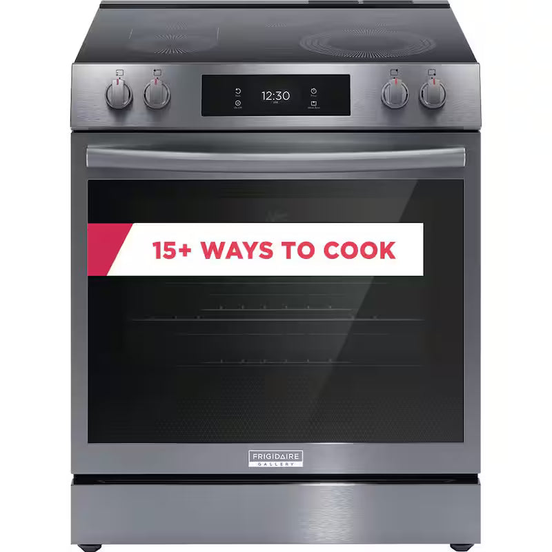 30 in. 6.2 cu. ft. 5 Element Slide-In Electric Range with Convection and Air Fry in Black Stainless Steel F2880