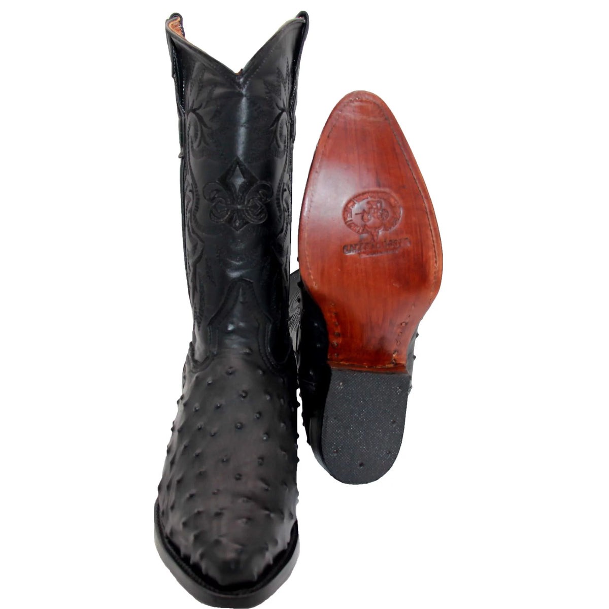 Leather Ostrich Quill Print Cowboy Boot B252459