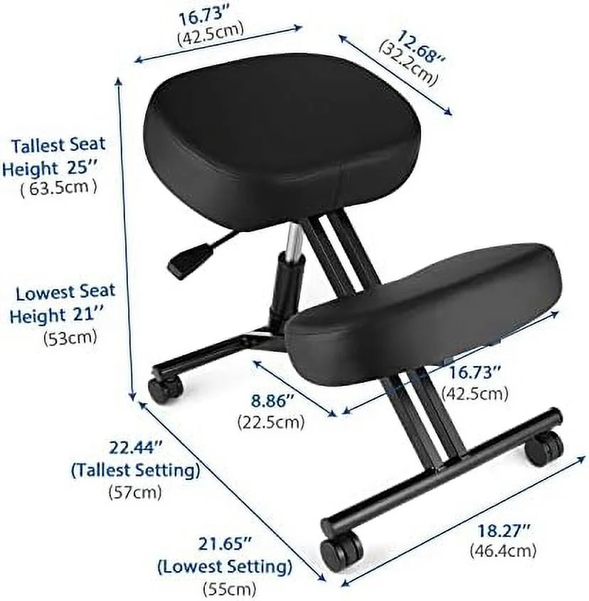 Height Adjustable Kneeling Chair with Foam Cushions and Casters P64177
