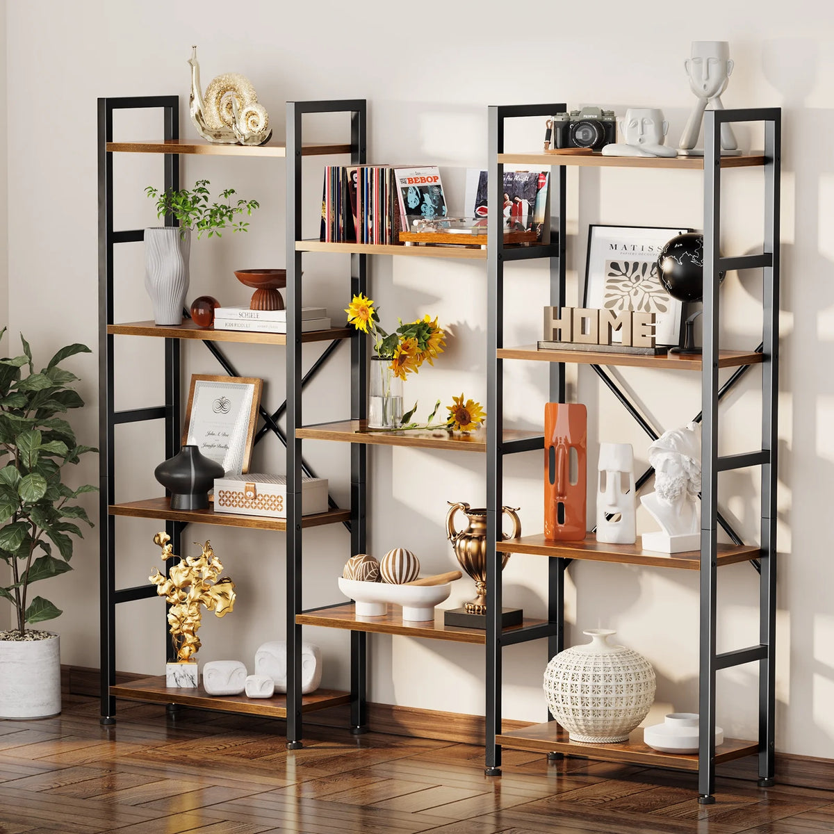 4 Tier Bookshelf with 11 Open Display Shelves I682819