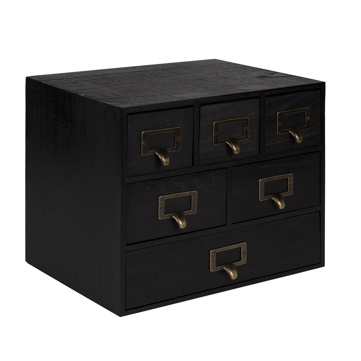 Black 6 Drawer Wood Desk Drawer Set with Letter Holder X2473