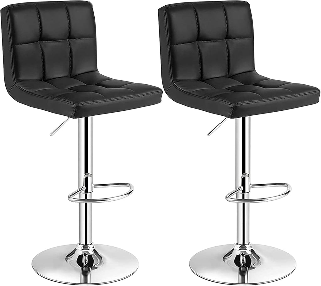 Black Set of 2 Swivel Adjustable Bar Stools with Arms P483