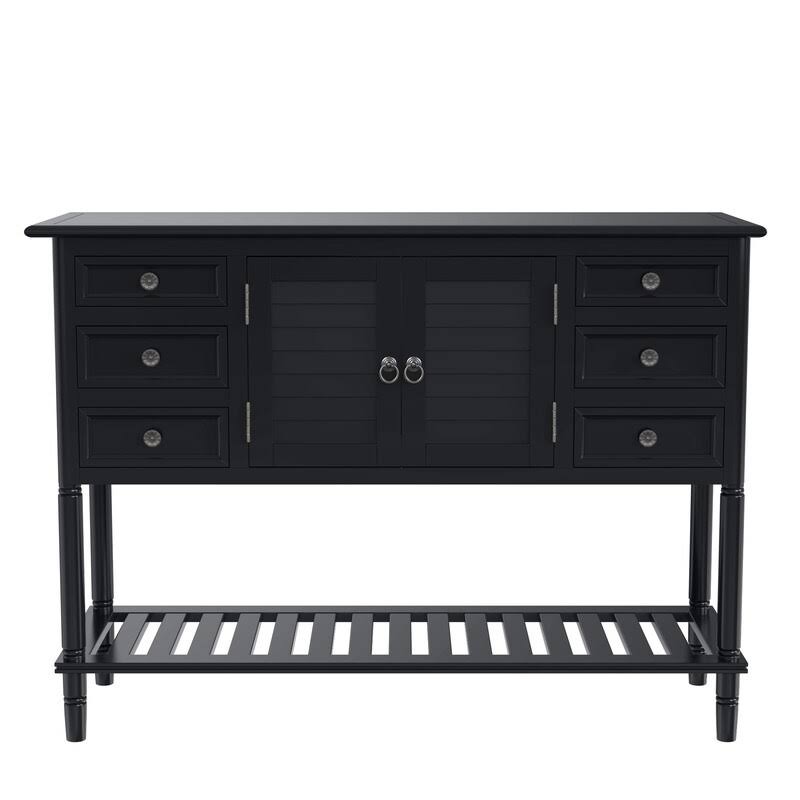 Red Console Table with 6 Drawers W37099