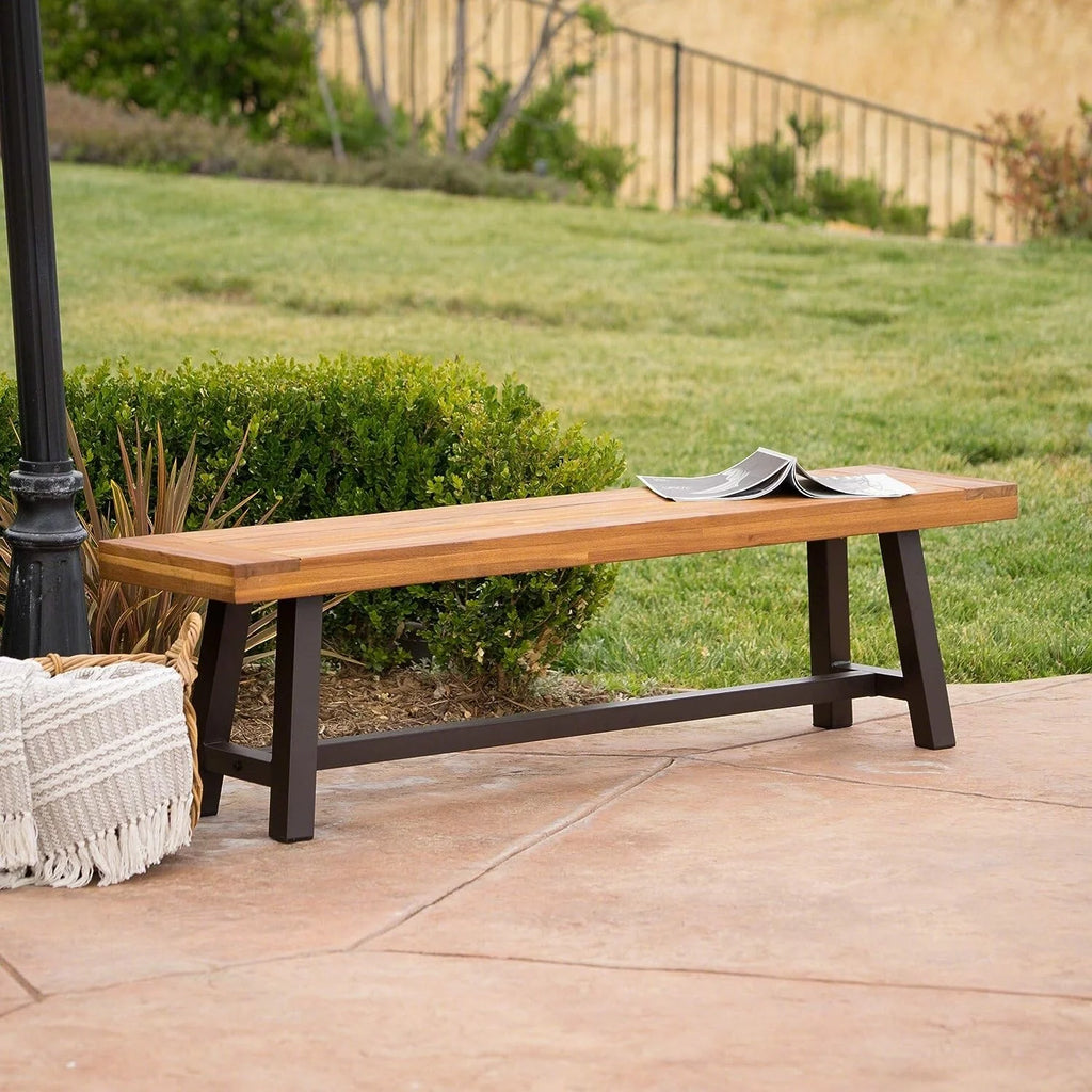 Acacia Wood and Metal Bench B10890