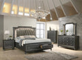 Metallic Grey Storage Bedroom Set with Chest U10653
