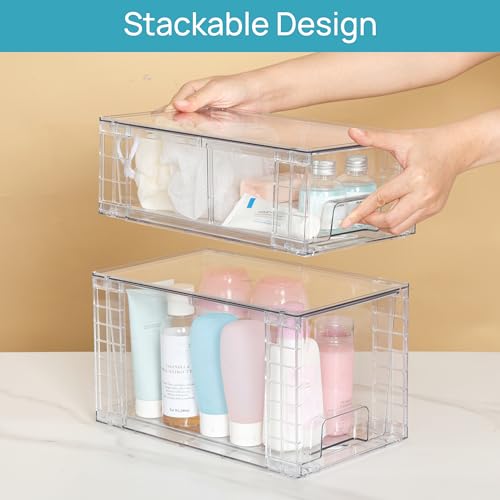 4 Pack Clear Stackable Plastic Storage Drawers X9093