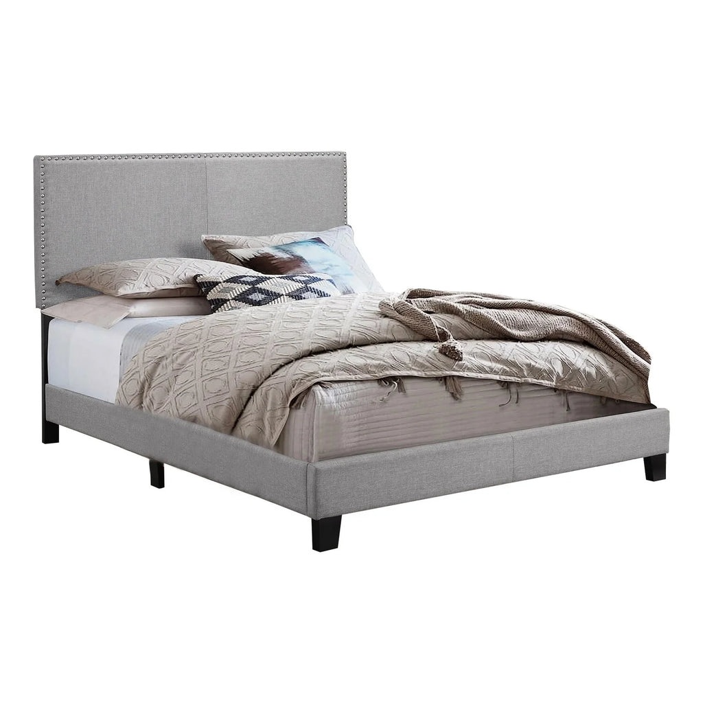 Full Size Gray Wood Upholstered Bed G1858