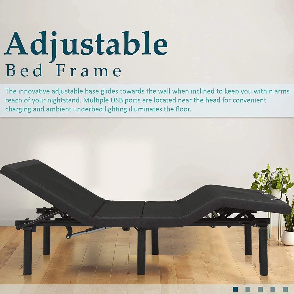 Adjustable Bed Frame with Dual Massage and USB Charging Ports U91614