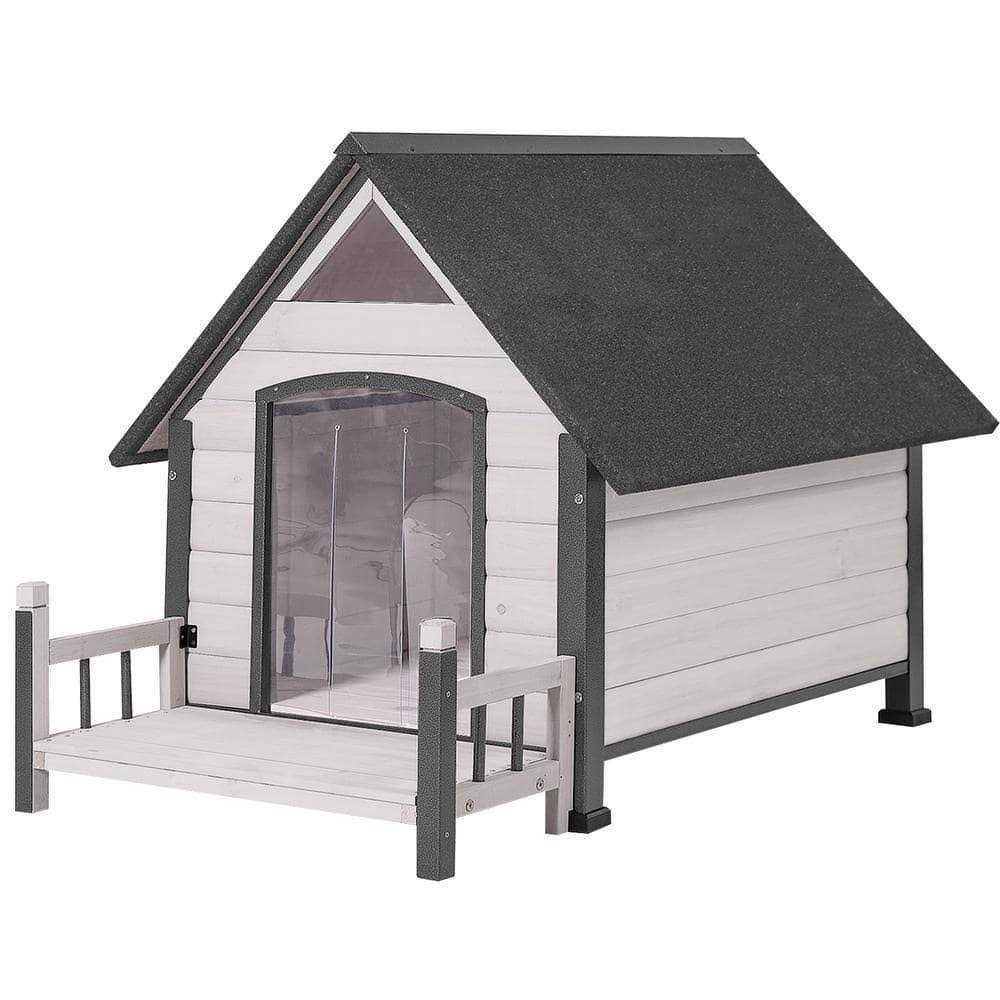 Outdoor Dog House with Porch Iron Frame B678