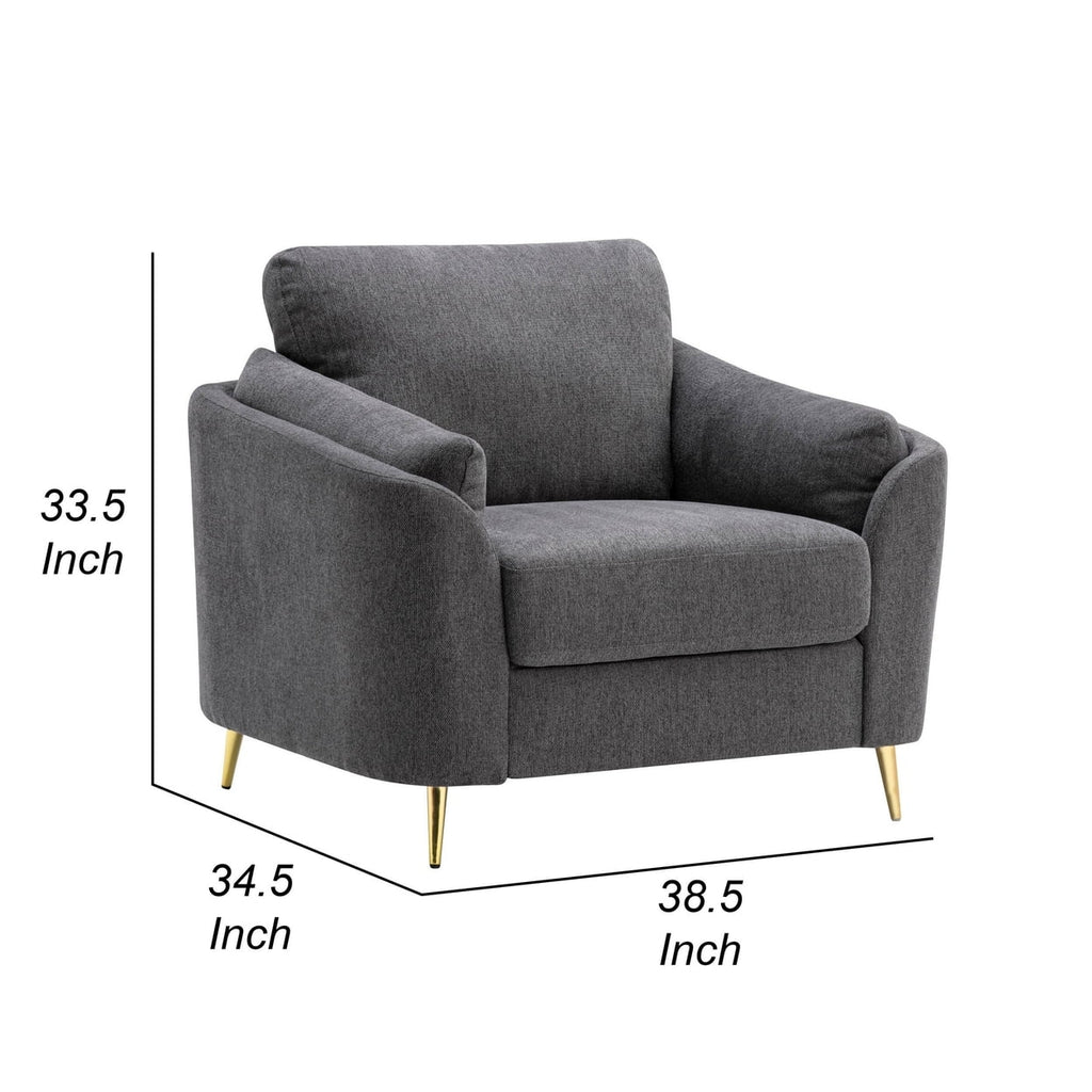 Dark Gray Polyester Accent Chair with Gold Metal Legs Y251179