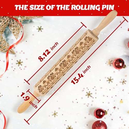 Wooden Embossed Rolling Pin with Snow Pattern N35664