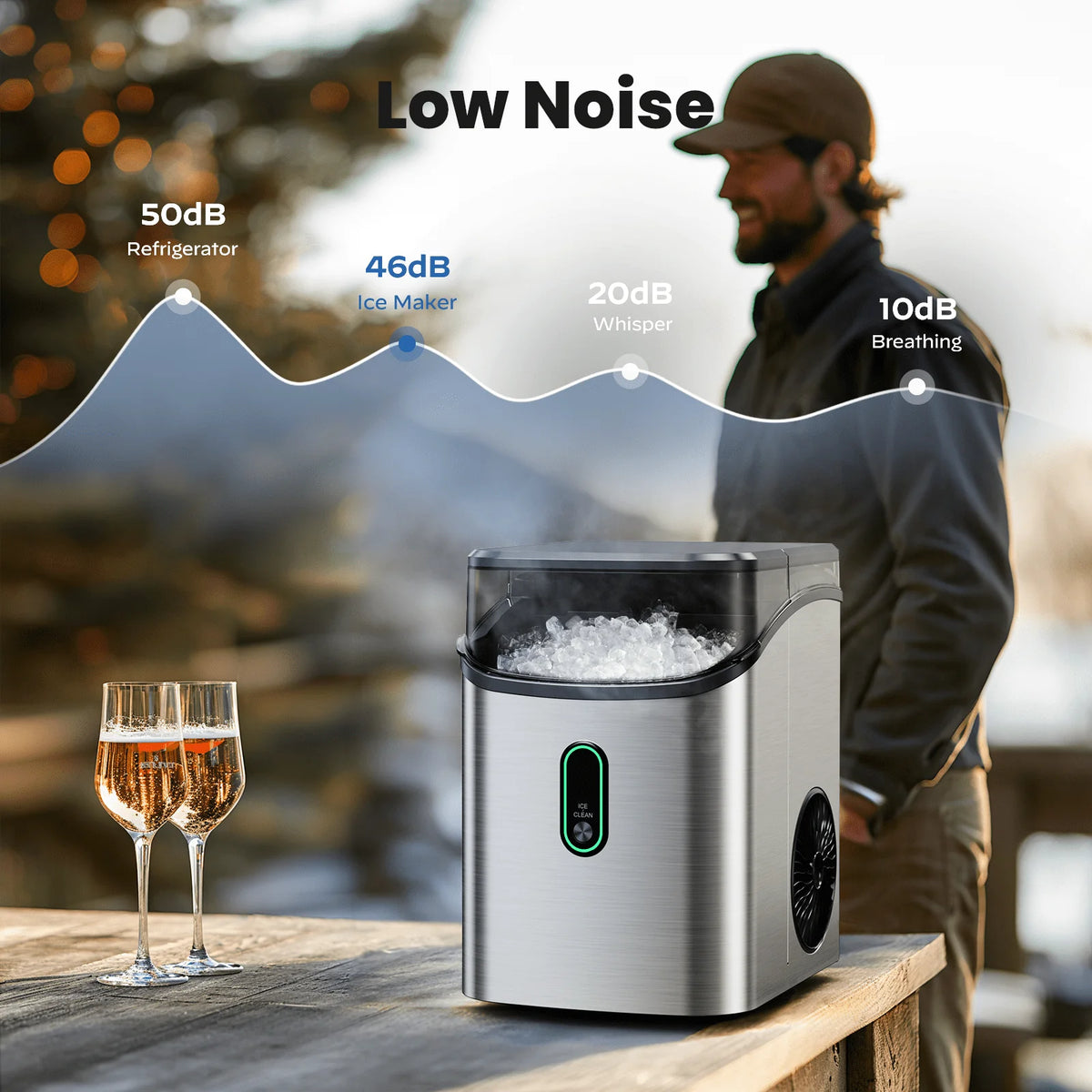 Countertop Ice Maker with Ice Scoop Stainless Steel Z4286