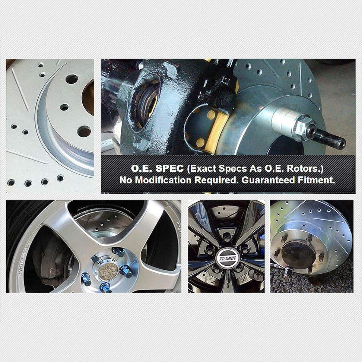 Front Rear Drilled Slotted Brake Rotors and Ceramic Brake Pads I73914