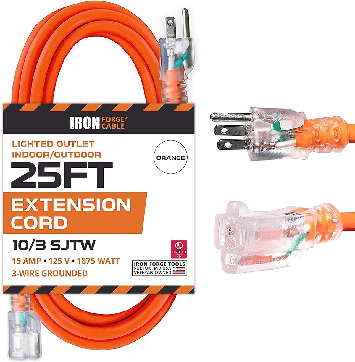 200 Foot Lighted Outdoor Extension Cord 10 Gauge Yellow I993001