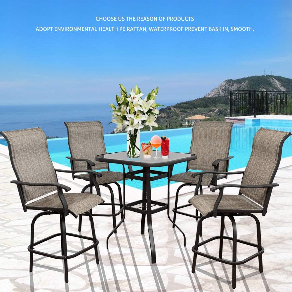 Swivel Bar Stools Set with All-Weather Metal Frame M85369