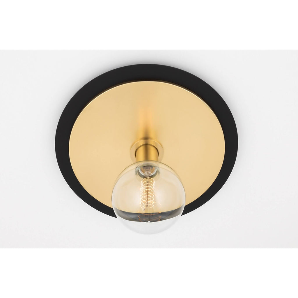1 Light Large Flush Mount Aged Brass/Black V59887