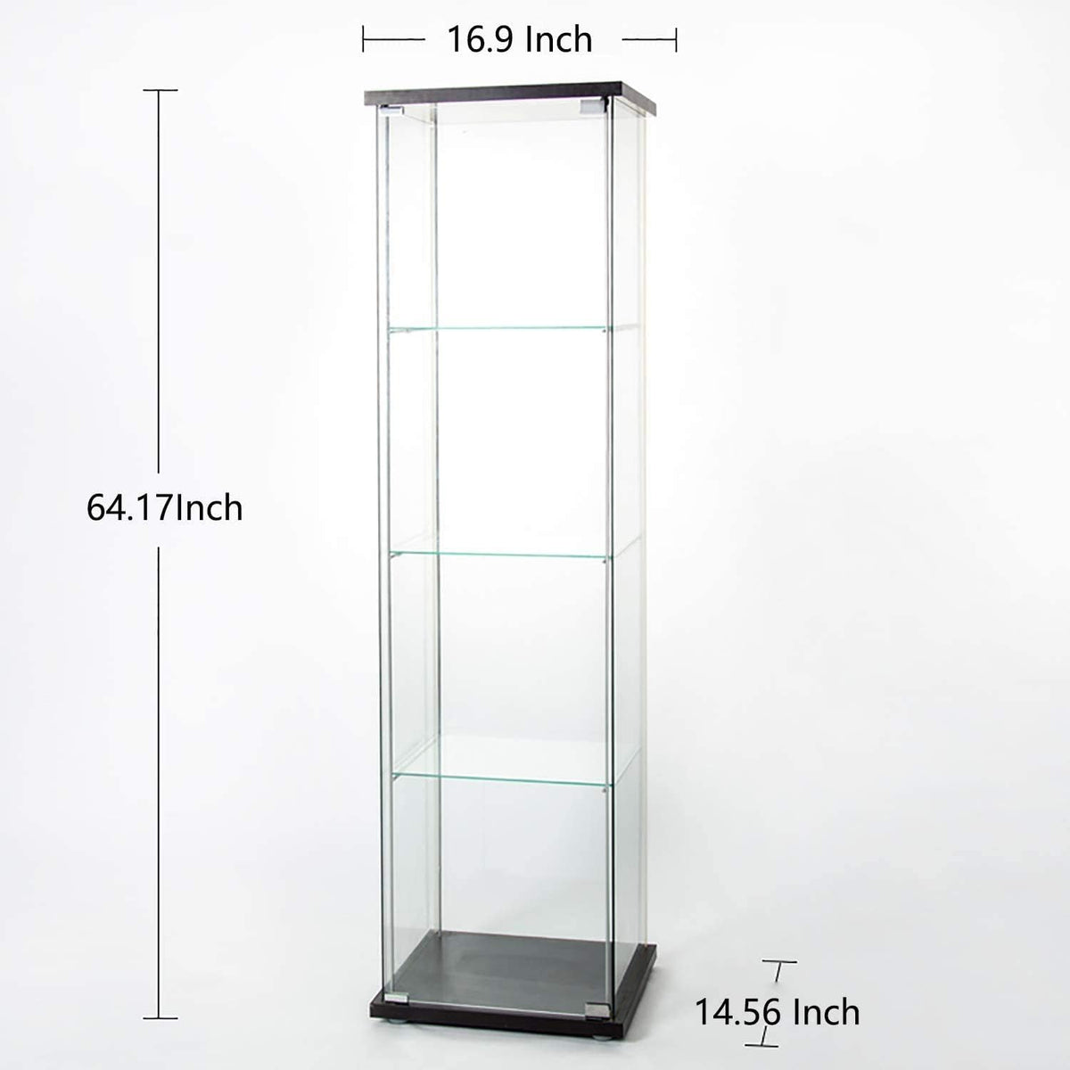 64” H Contemporary 4-Shelf Glass Display Cabinet with Door D10444