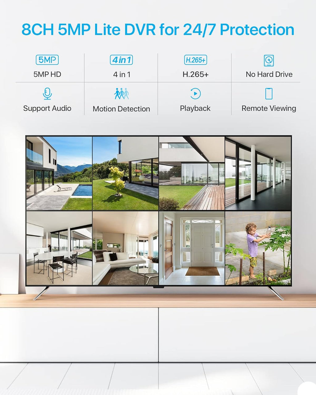 1080p 8 Channel Security Camera System with 8 Bullet Dome Cameras R237392