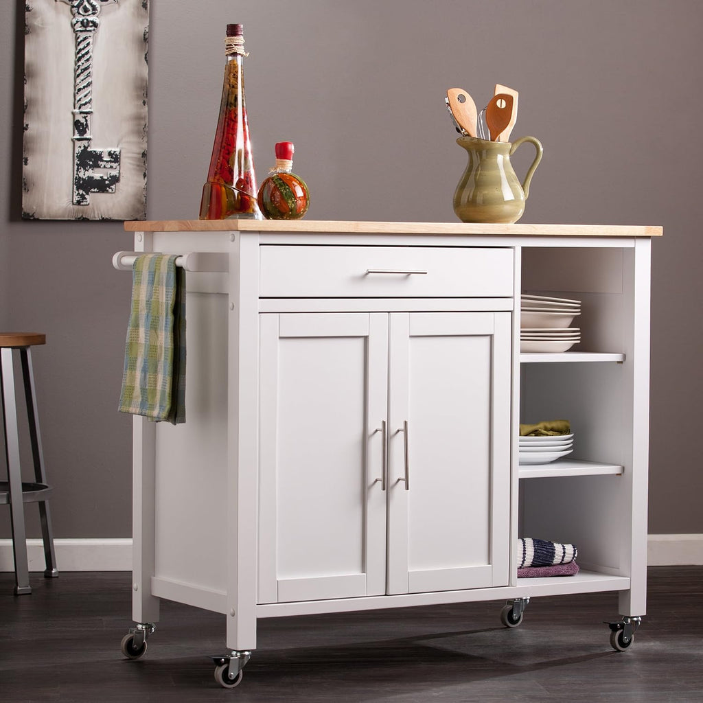 Rolling Kitchen Cart Island with Cabinet D60165
