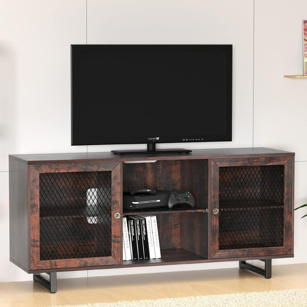 Gray Oak TV Cabinet with Mesh Doors B852
