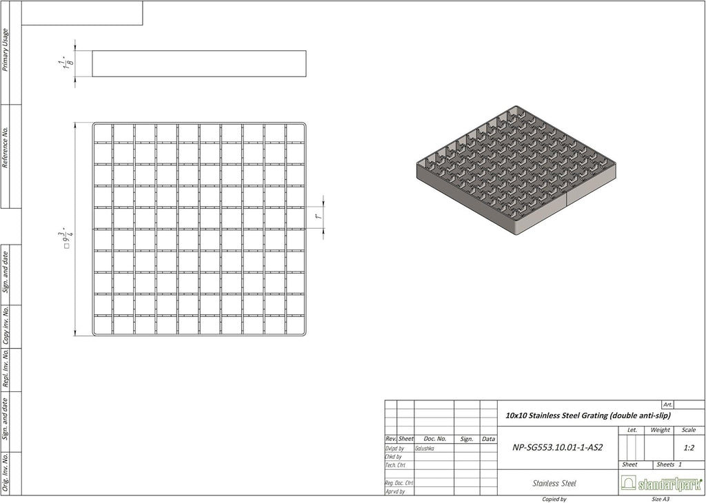 12x12 Stainless Steel Floor Drain with Anti Slip Grate Y648252