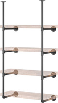 Industrial Wall Mount Iron Pipe Shelf 2 Pc 4 Tier Black H8142
