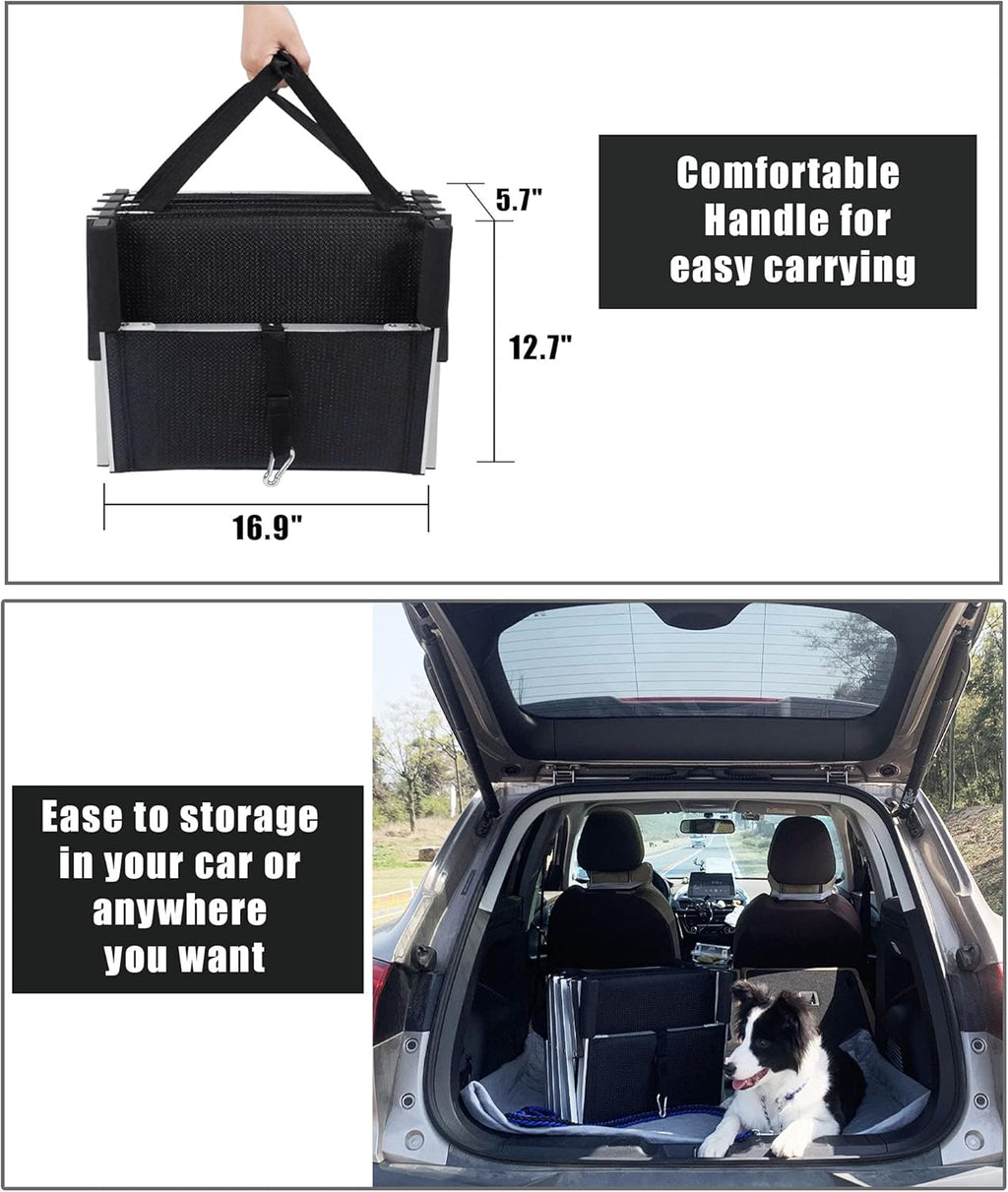 Lightweight Aluminum Foldable Dog Steps with Nonslip Surface D508739