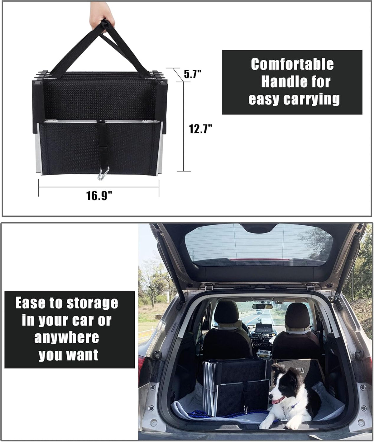 Lightweight Aluminum Foldable Dog Steps with Nonslip Surface D508739