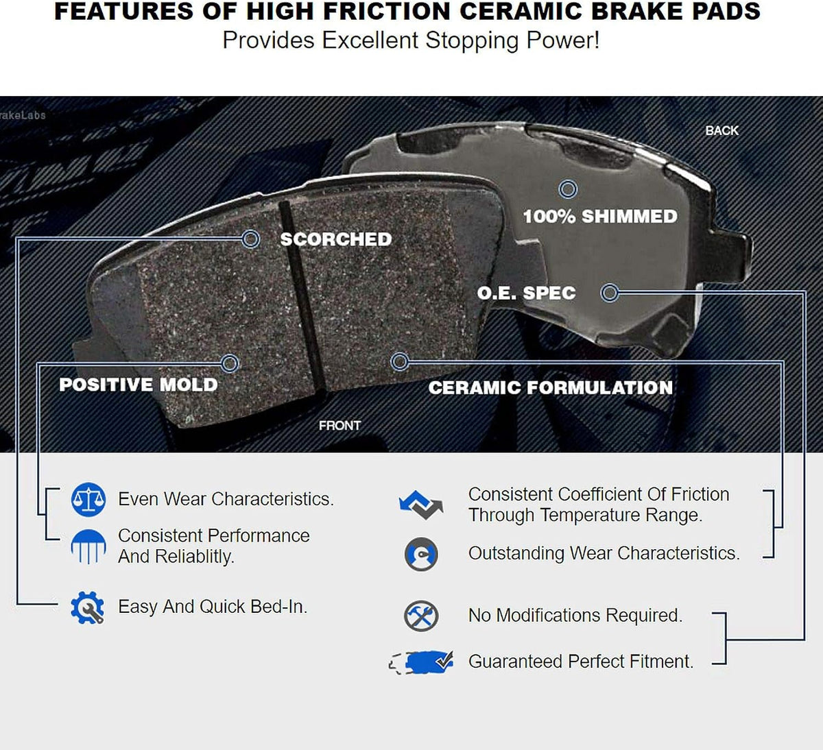 Front Rear Drilled Slotted Brake Rotors and Ceramic Brake Pads I73914
