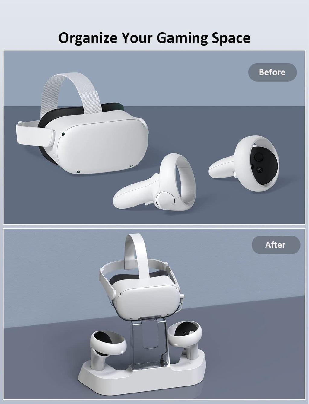 Charging Dock with LED Light, Headset Display Stand and Controller Mount X378