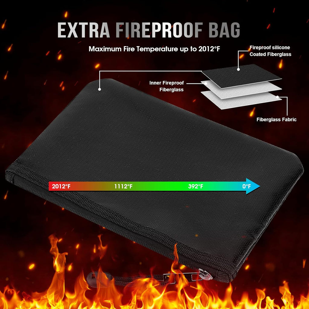 Fireproof Waterproof Safe Box with Lock and Fireproof Bag J5141