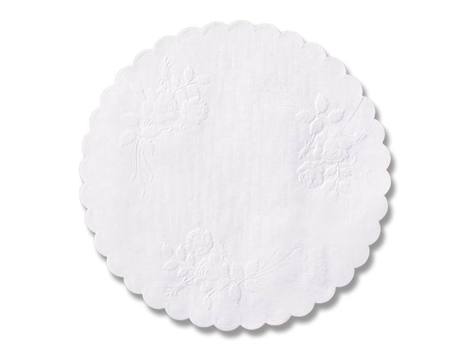 Round White Linen Doily R76906